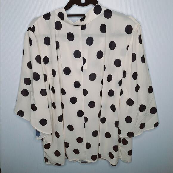Eloquii Bow Front Polka Dot Blouse 24 Secretary Retro Pinup Career Feminine - Picture 11 of 12